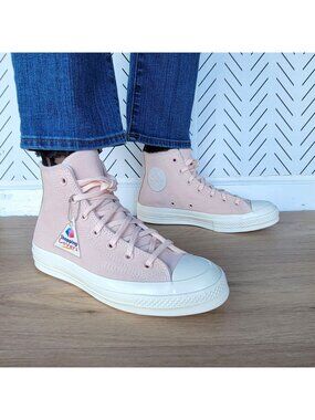 ❤️Converse Chuck 70 Hi Suede Pink 9 Women's Shoes Fleece Lining Sneakers A07901C